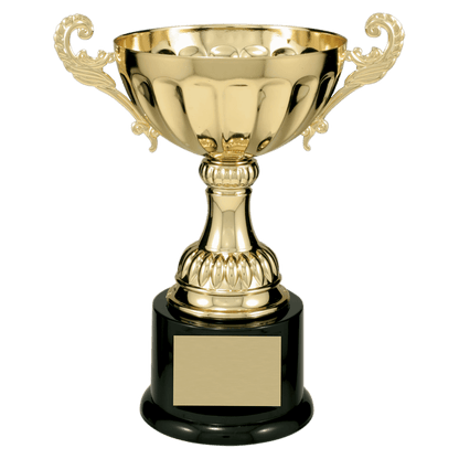 8 1/2" Gold Completed Metal Cup Trophy on Plastic Base