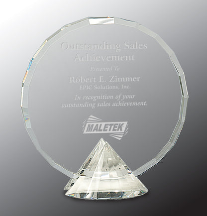 6 1/2'' Clear Round Crystal on Clear Diamond Base