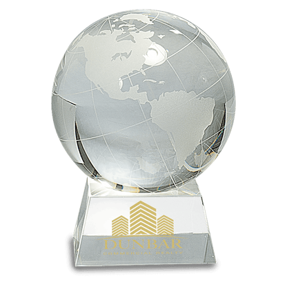 Crystal Globe on Clear Rectangular Base