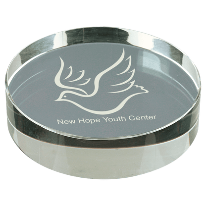 Crystal Clear 3D Round Paperweight