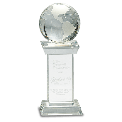 Crystal Globe on Clear Recangle Tower Base