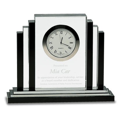 6" Clear Crystal with Clock and Black Crystal Trim