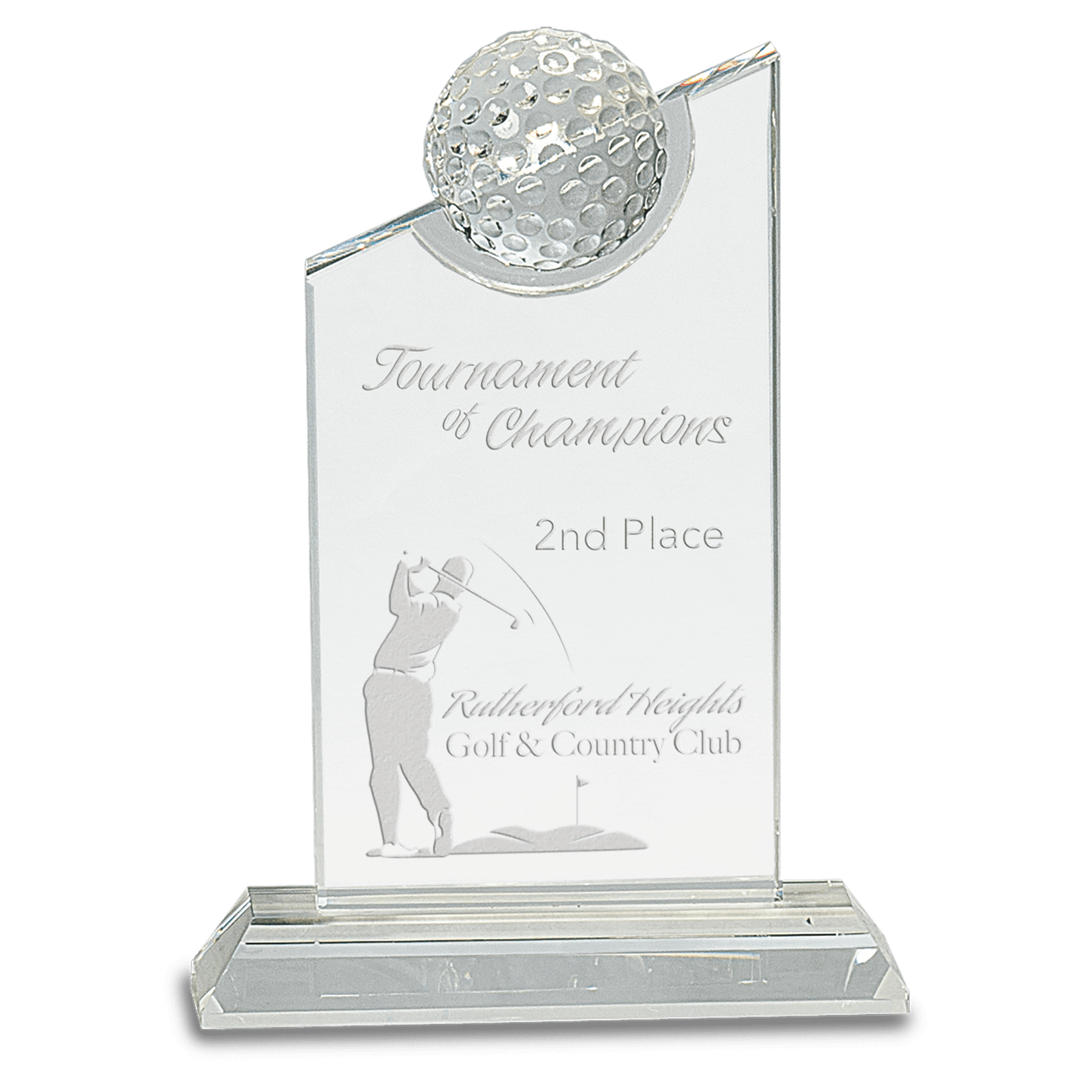 7 1/4"Clear Crystal with Inset Crystal Golf Ball on Clear Base