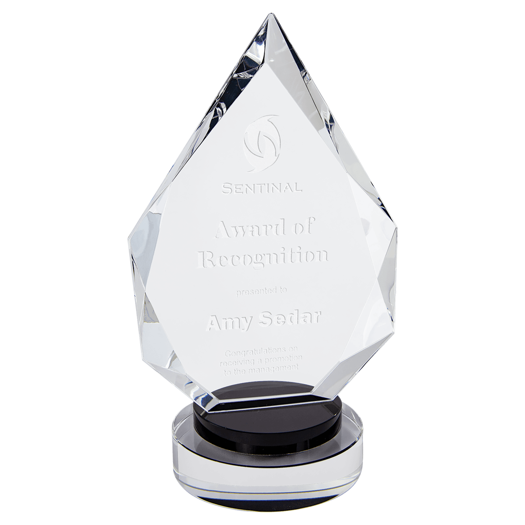 Diamond Crystal on Black & Clear Round Base
