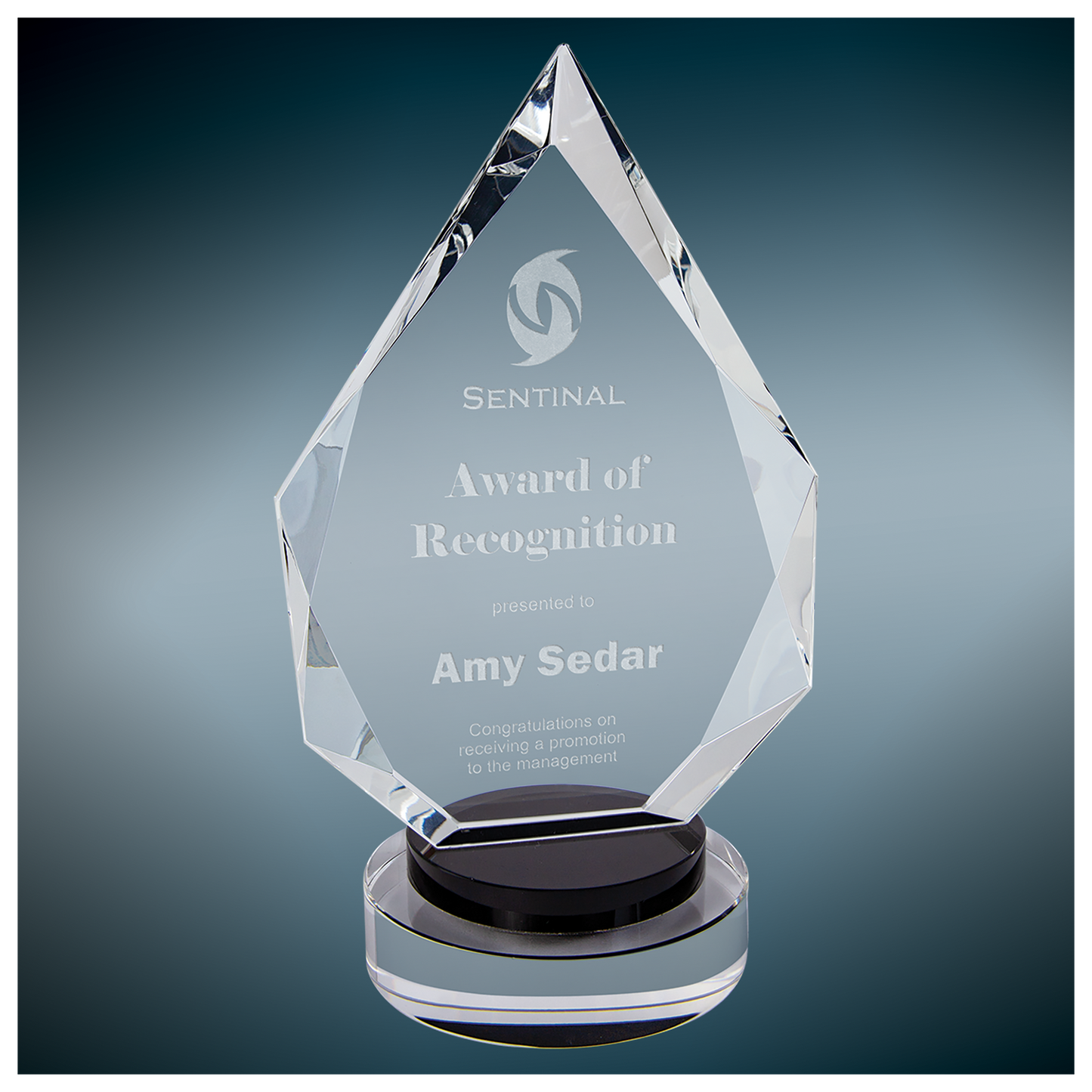 Diamond Crystal on Black & Clear Round Base