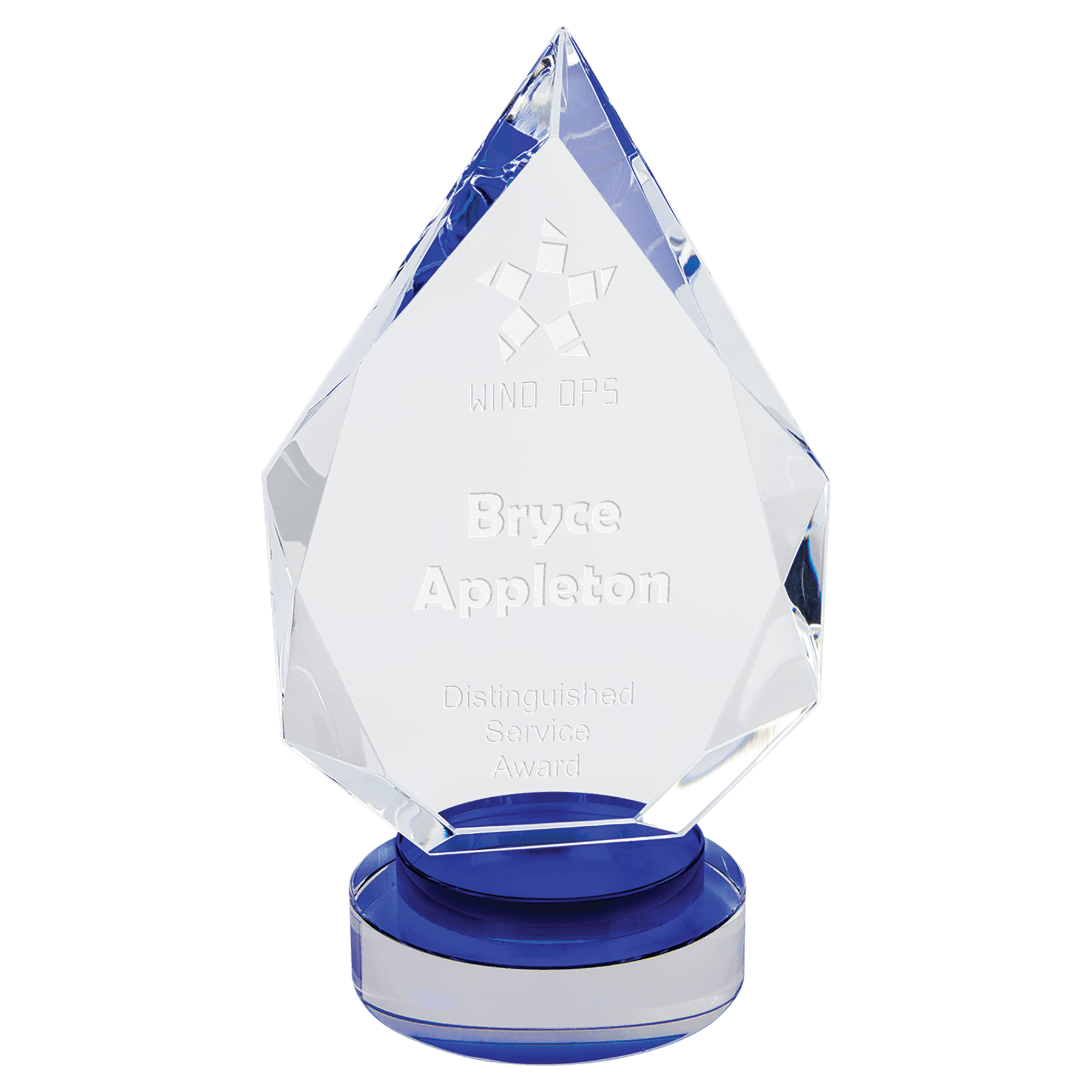 Diamond Crystal on Blue & Clear Round Base
