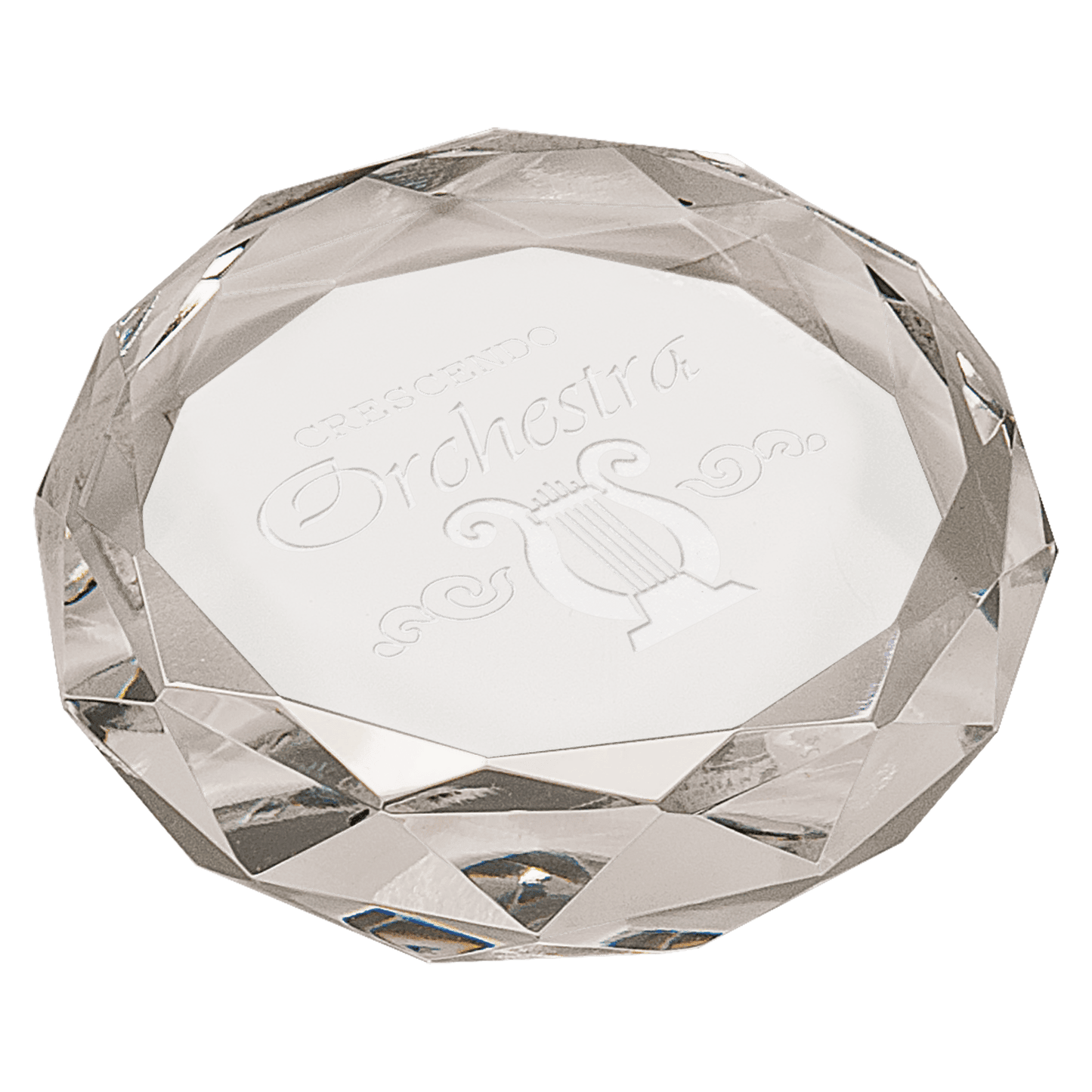 Crystal Clear Round Bevald Paperweight