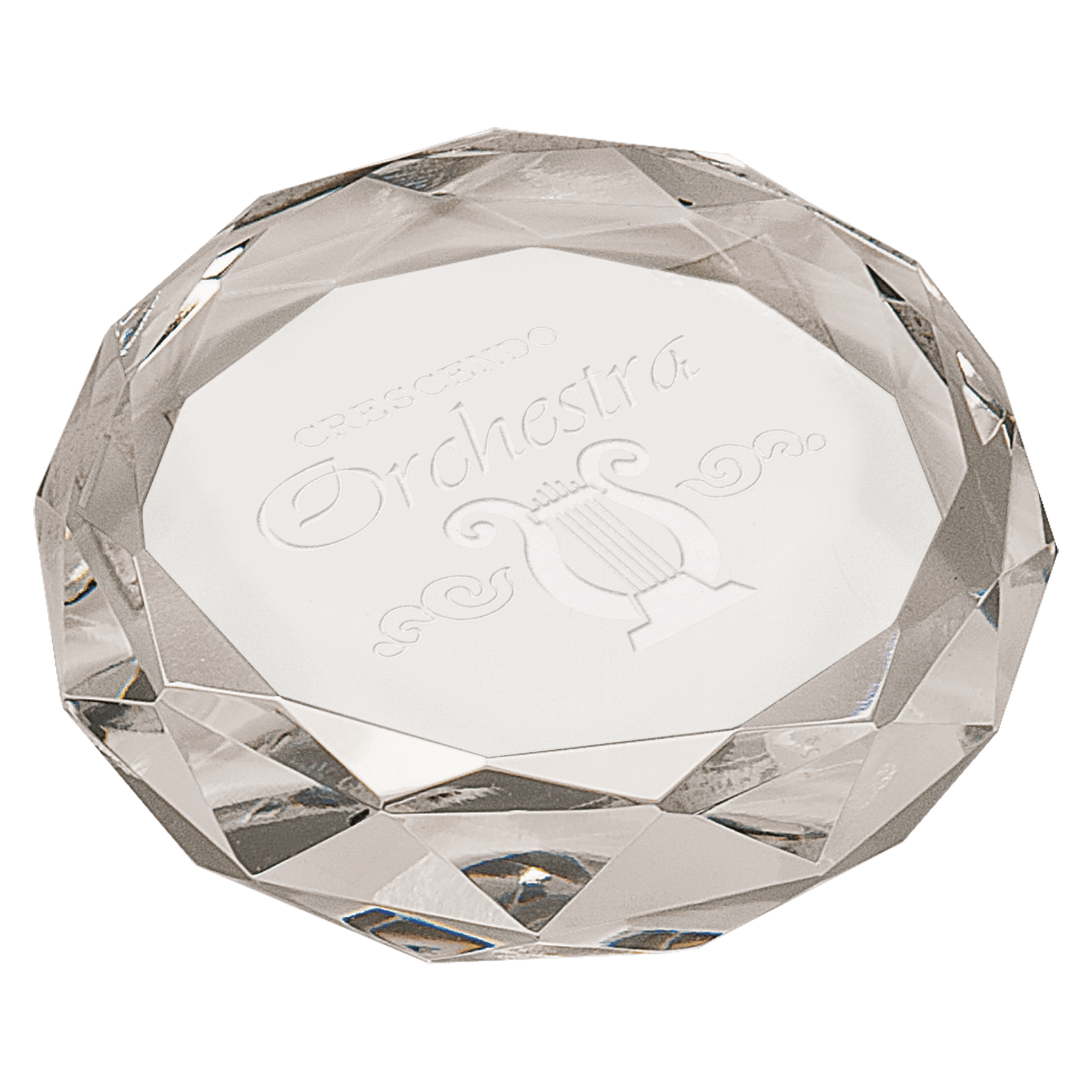 Crystal Clear Round Bevald Paperweight