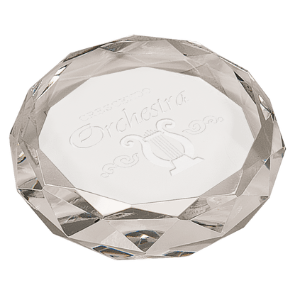 Crystal Clear Round Bevald Paperweight