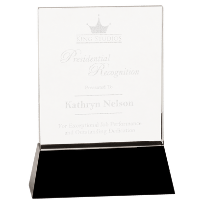 Crystal Clear Rectangle on Rectangular Black Base