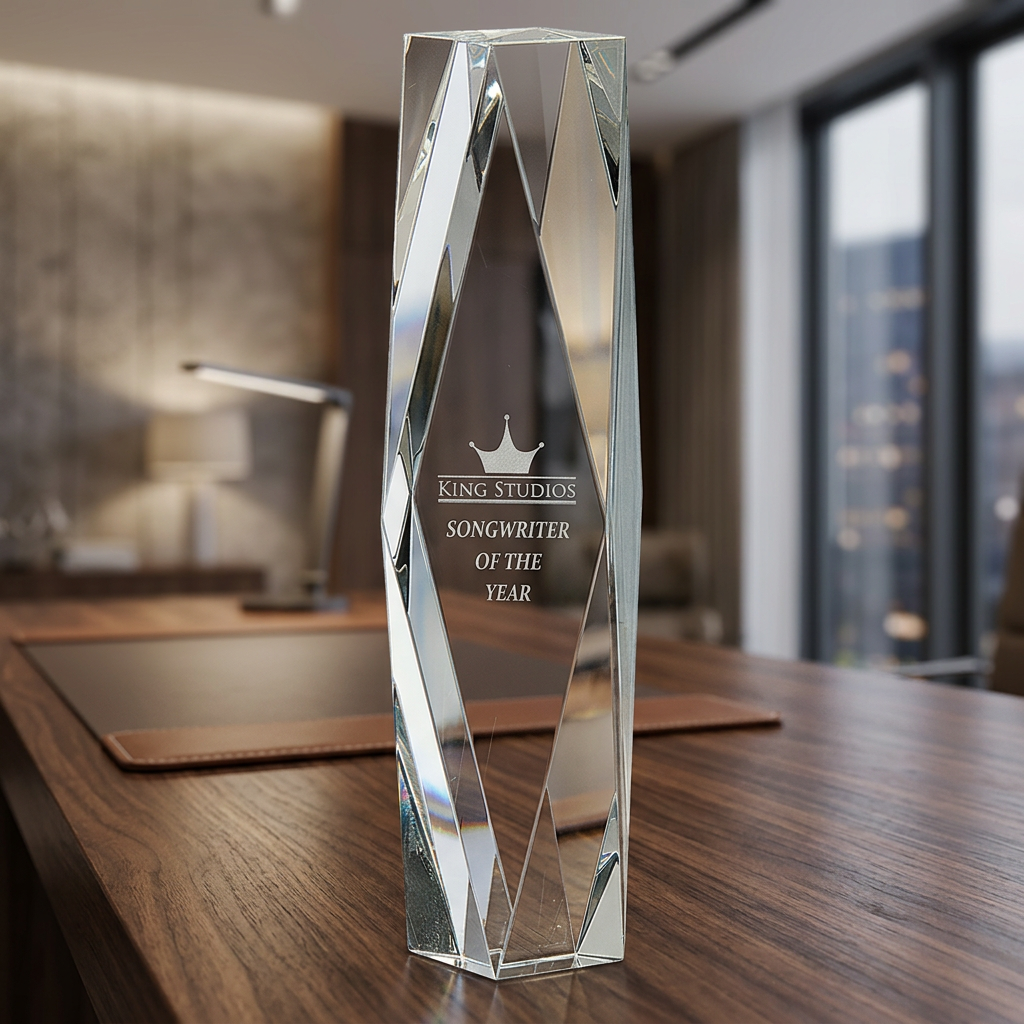 12" Clear Crystal Facet Tower