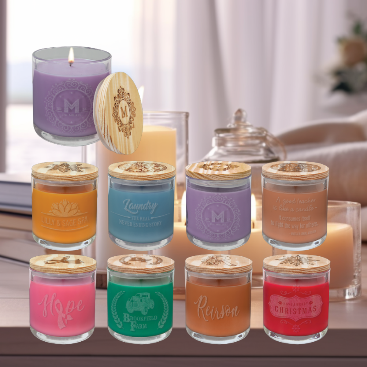 14 oz. Bright Citrus Candle in a Glass Holder with Wood Lid