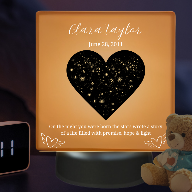 5" Personalized Square Acrylic Constellation/ LED Light Base