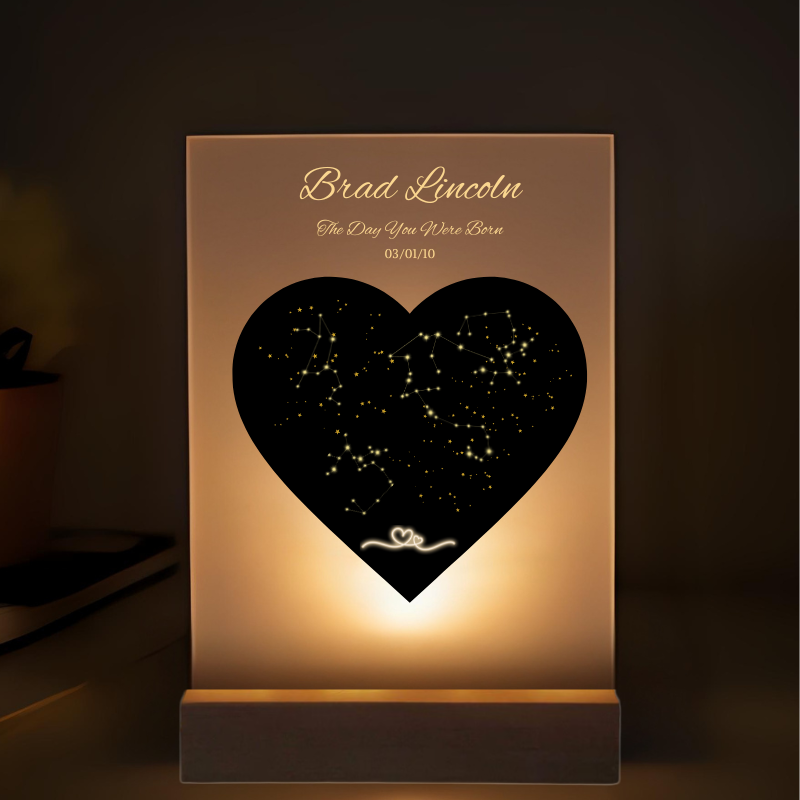 6" Personalized Rectangle Acrylic Constellation Light