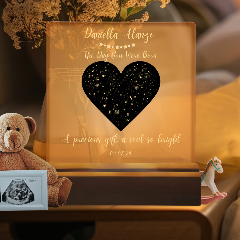 5" Personalized Square Acrylic Constellation/ LED Light Base