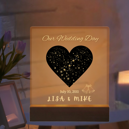 5" Personalized Square Acrylic Constellation/ LED Light Base