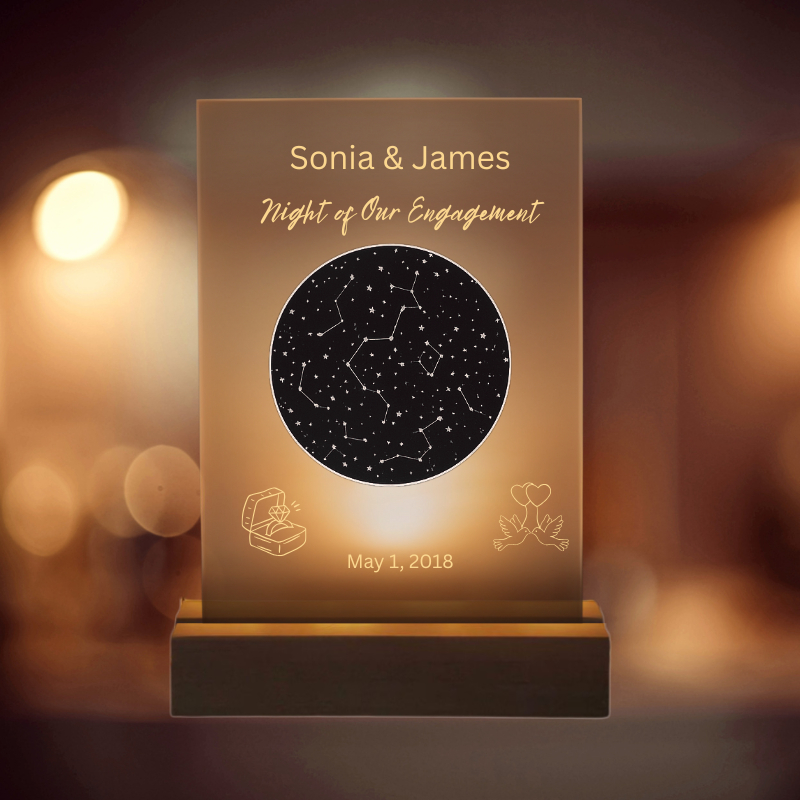 6" Personalized Rectangle Acrylic Constellation Light