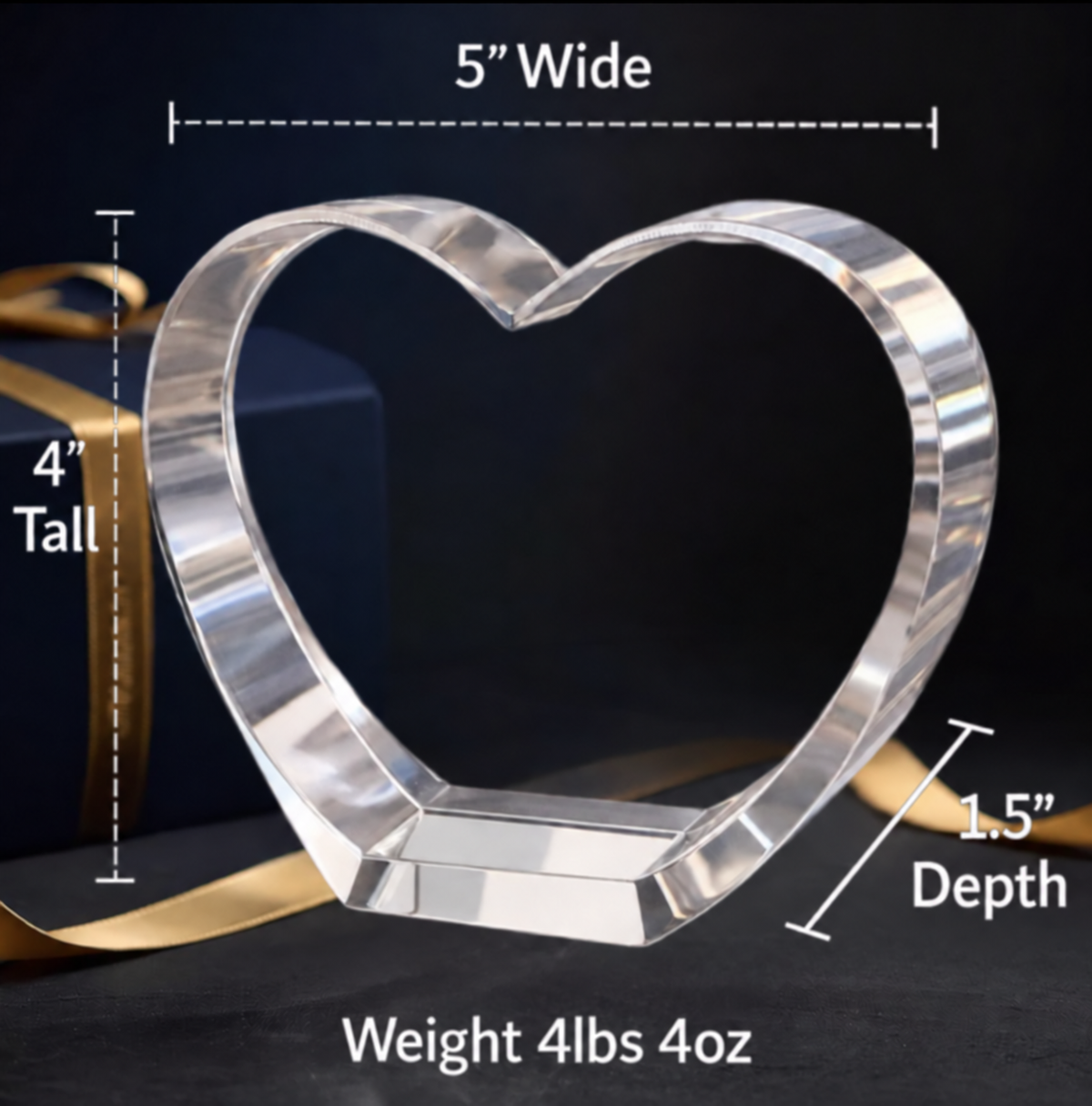 3D Crystal Heart 5 x 4 x 1.5