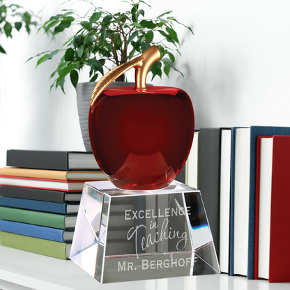 6" Red Crystal Apple with Clear Base
