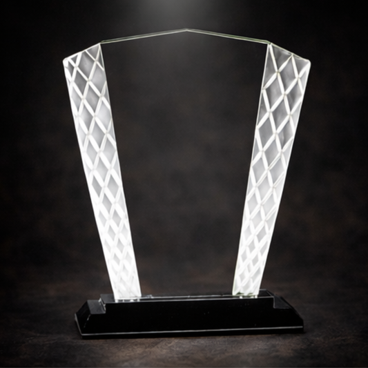 8" Fan Accent Glass on Black Base