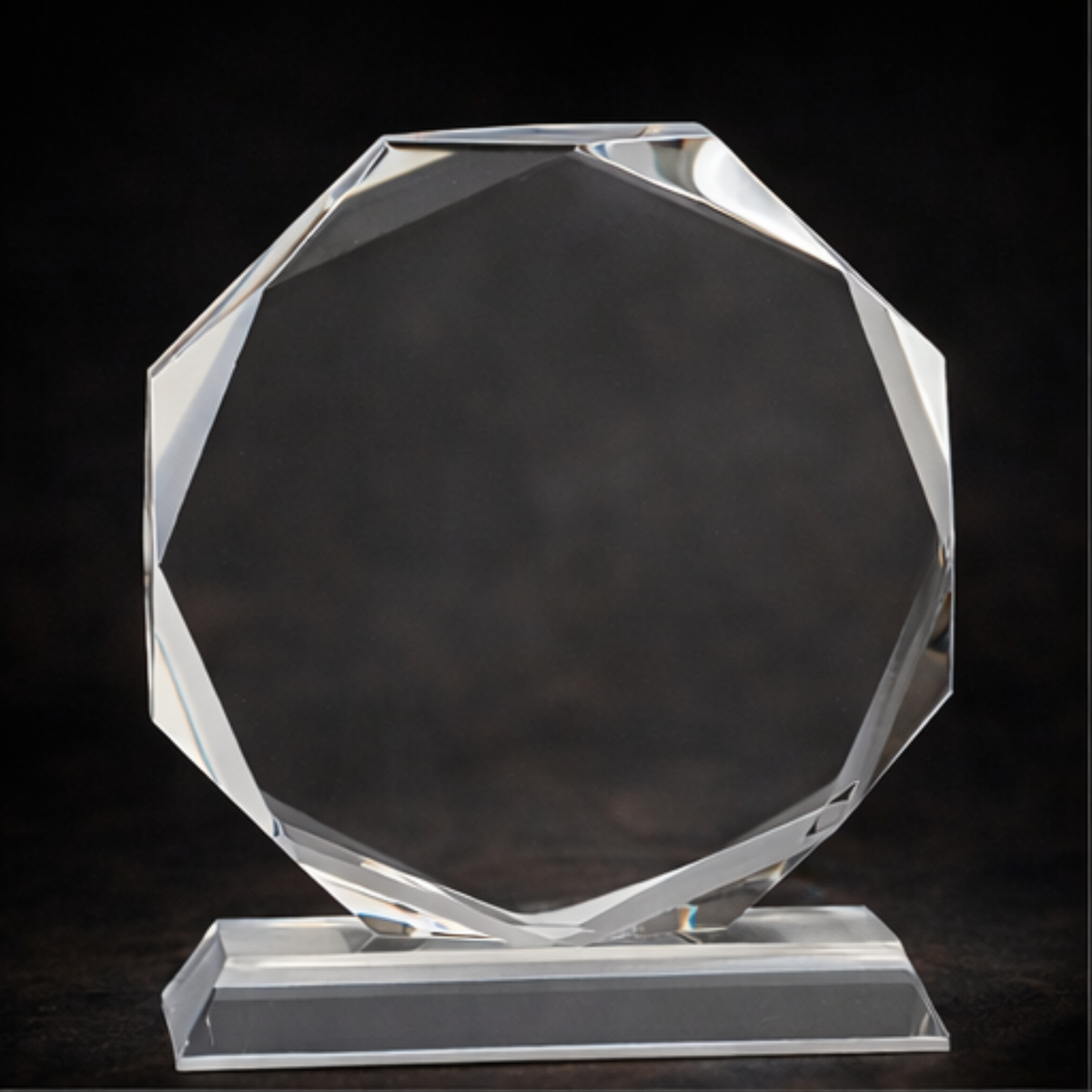 6" Clear Crystal Octagon on Clear Pedestal Base