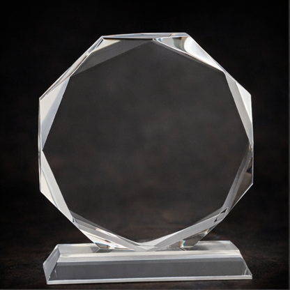 6" Clear Crystal Octagon on Clear Pedestal Base