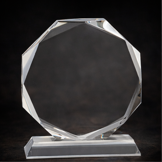 6" Clear Crystal Octagon on Clear Pedestal Base