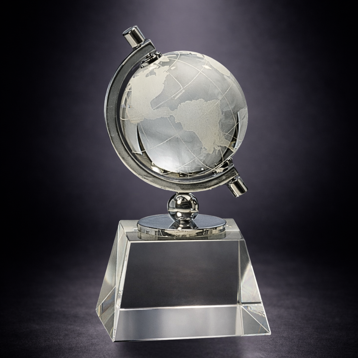 6" Crystal Spinning Globe on Clear Base
