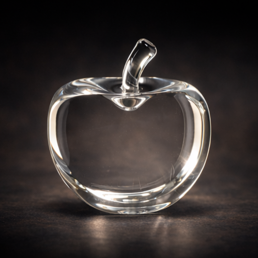 3 3/4"Crystal Clear 3D Apple with Flat Face