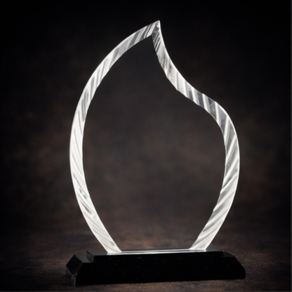8" Flame Accent Glass on Black Base