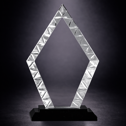 9" Diamond Accent Glass on Black Base