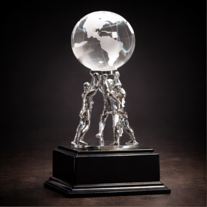 10" Clear Crystal Globe with Silver Men/Stand