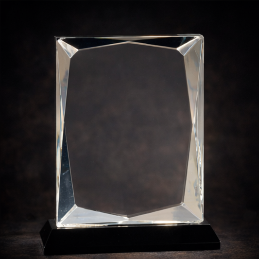 8" Clear Crystal Rectangle on Black Base