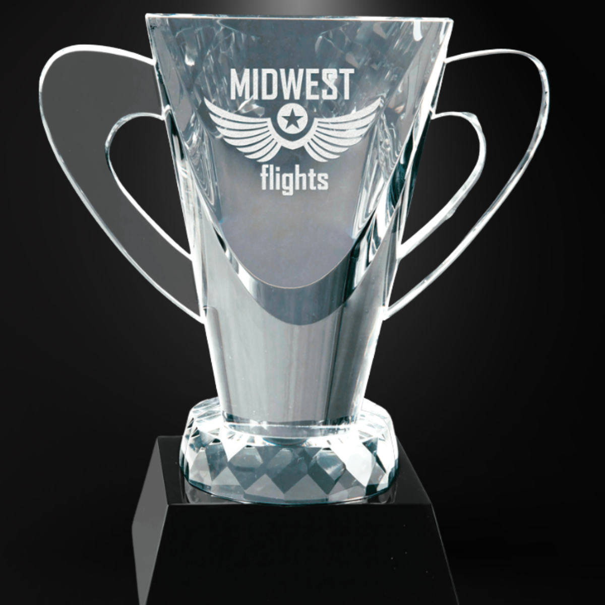 6 1/2" Crystal Cup on Black Pedestal Base