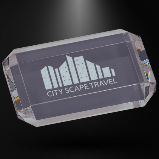 Crystal Clear Clipped Corners Rectangle Paperweight