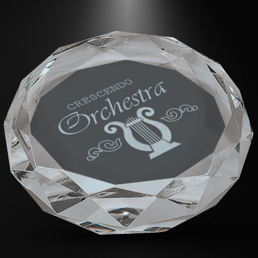 Crystal Clear Round Bevald Paperweight