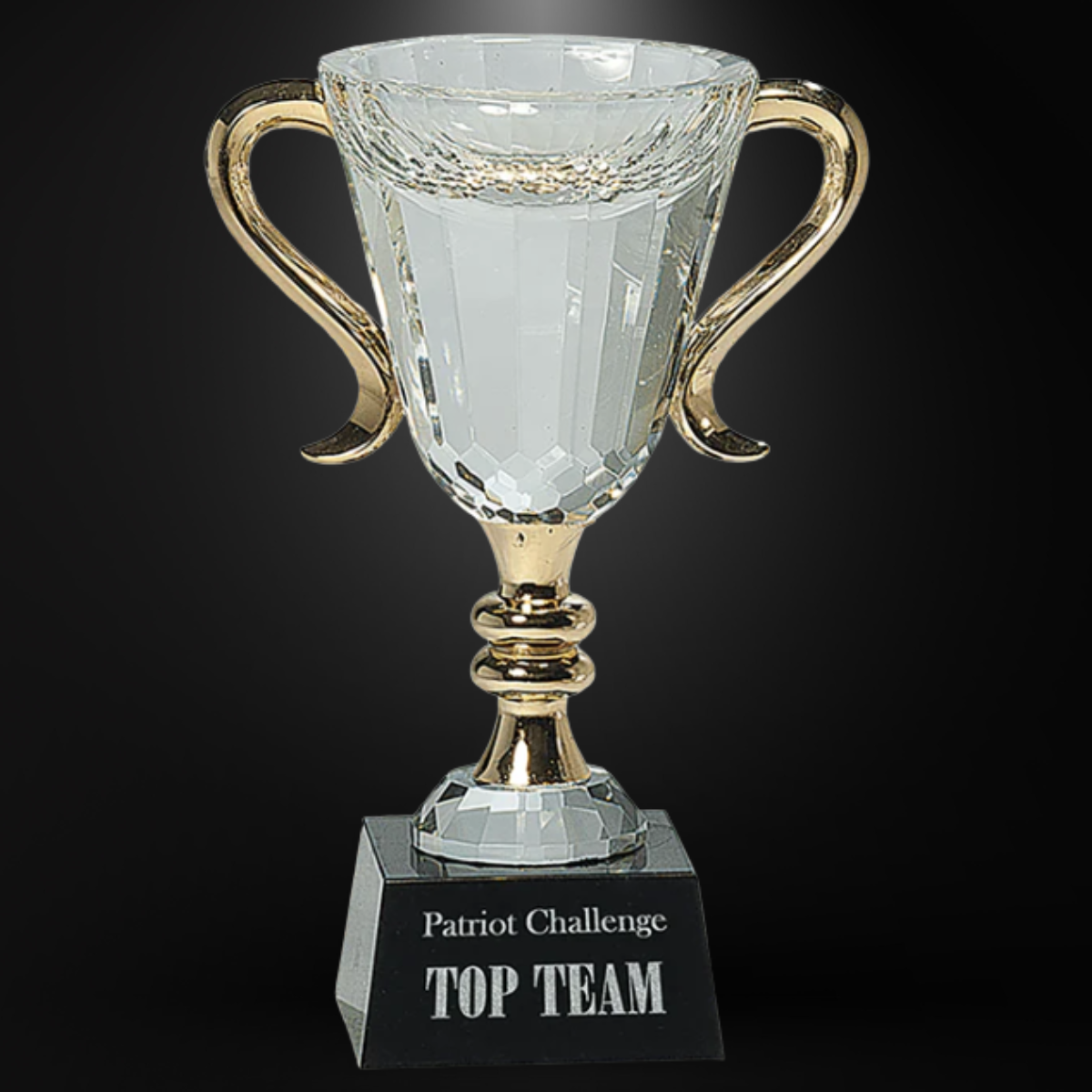7 1/4" Crystal Cup with Gold Handles and Stem