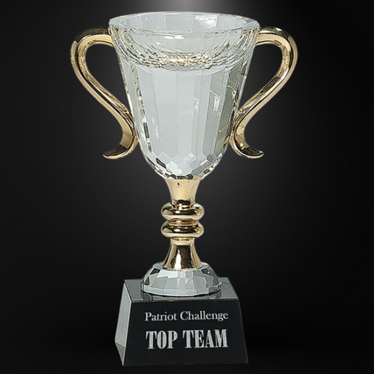 7 1/4" Crystal Cup with Gold Handles and Stem