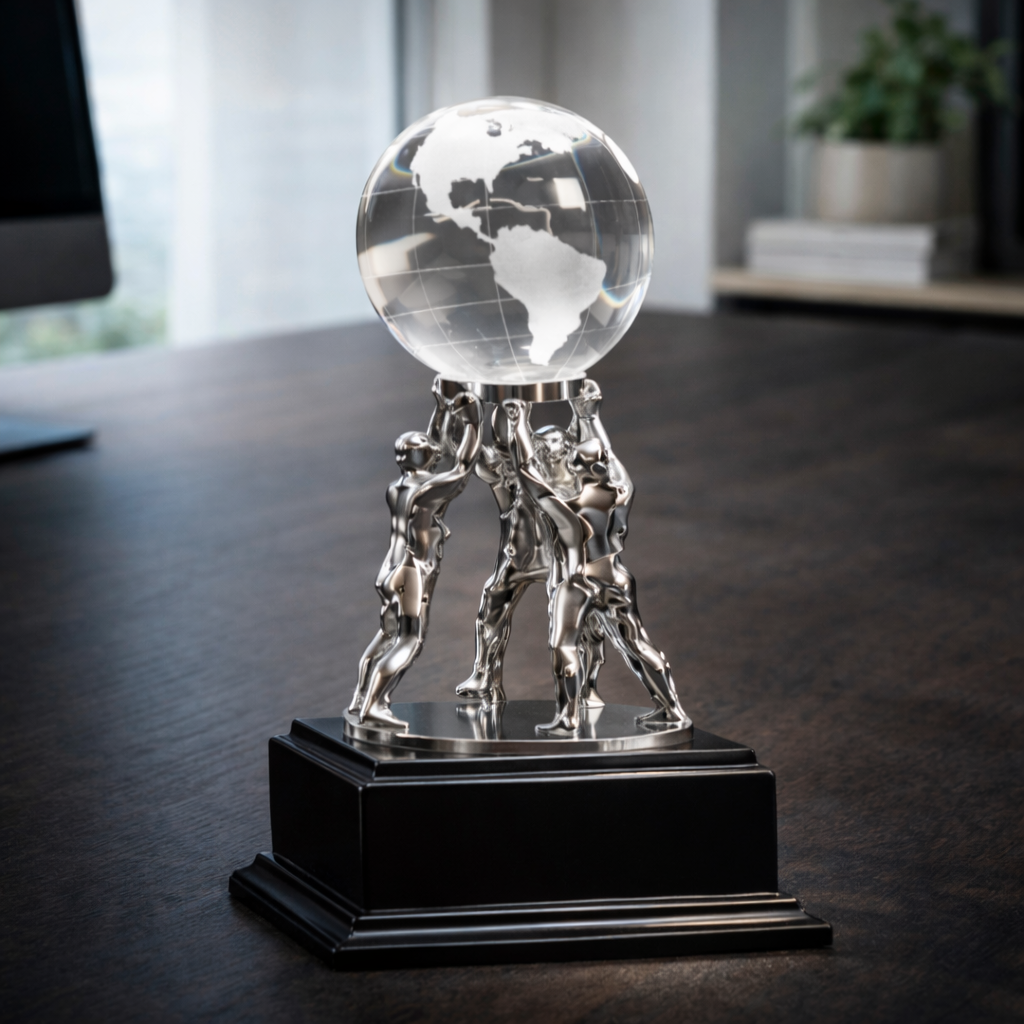 10" Clear Crystal Globe with Silver Men/Stand
