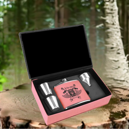 Leatherette and Stainless Steel Flask Gift Set
