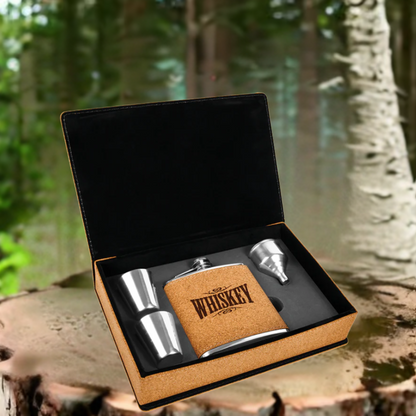 Leatherette and Stainless Steel Flask Gift Set