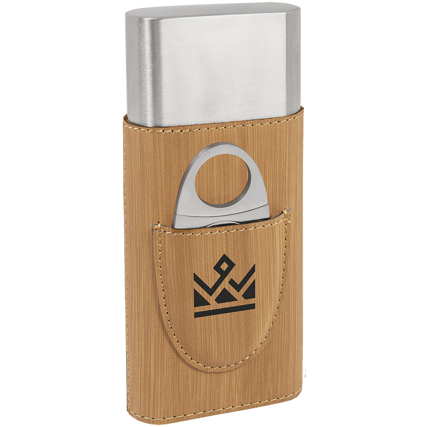 Cigar Steel and Leatherette Case with Cutter in a variety of Leather Colors
