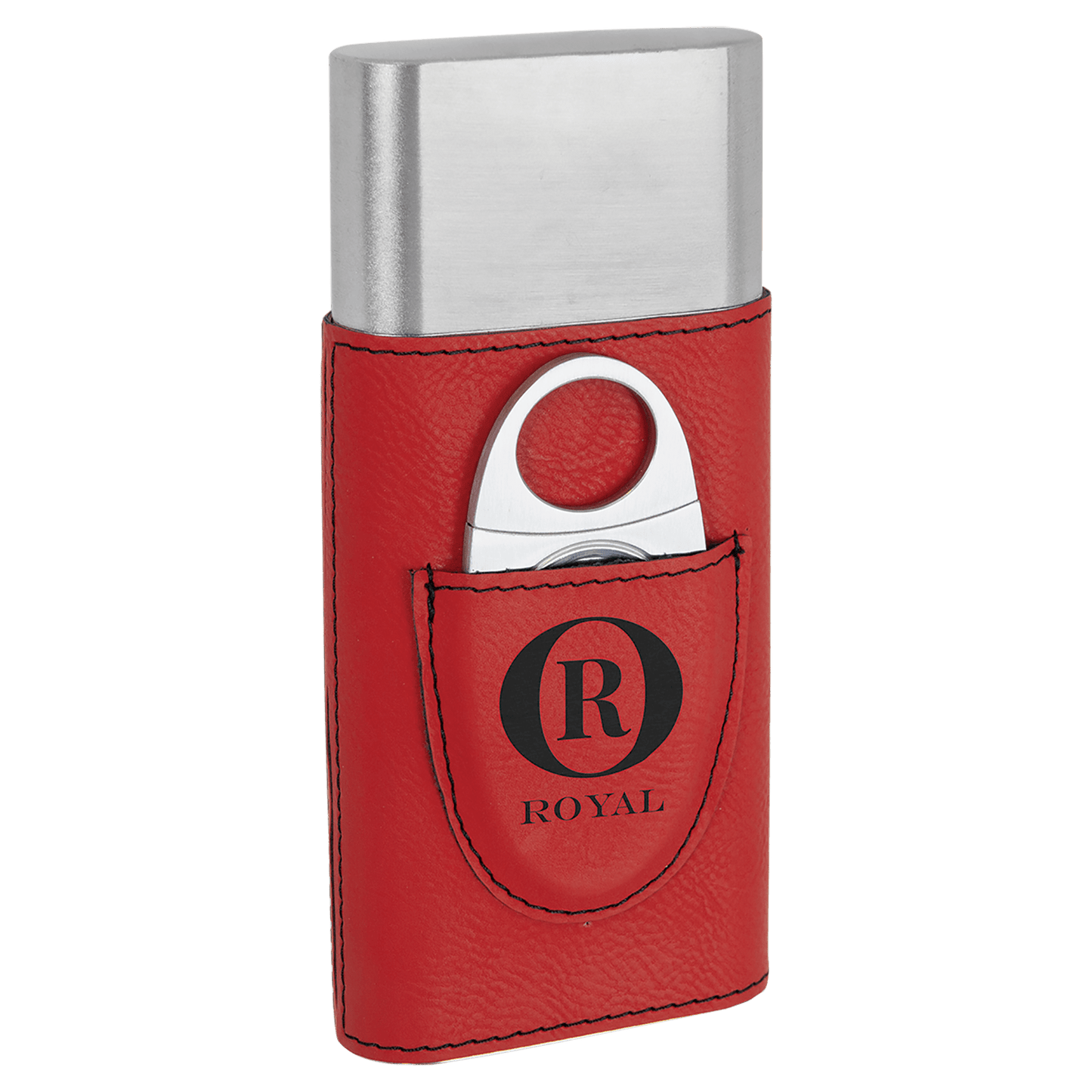 Cigar Steel and Leatherette Case with Cutter in a variety of Leather Colors