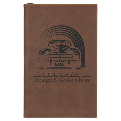 Sketch Book Unlined Notepad with Leatherette Cover  in a variety of Leather Colors