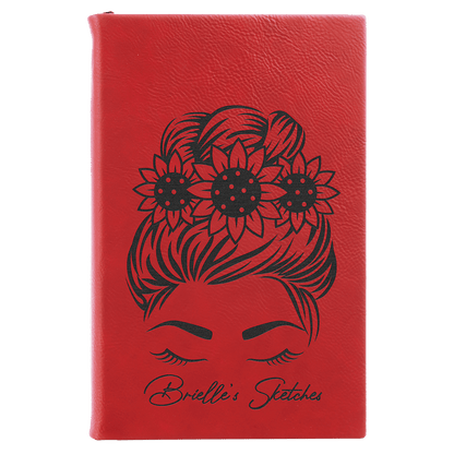 Sketch Book Unlined Notepad with Leatherette Cover  in a variety of Leather Colors
