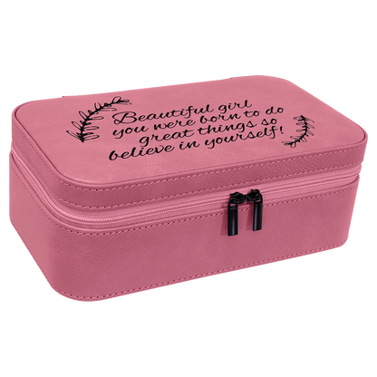 7 1/2" X 4 1/2" Dark Brown Laserable Leatherette Jewelry Box