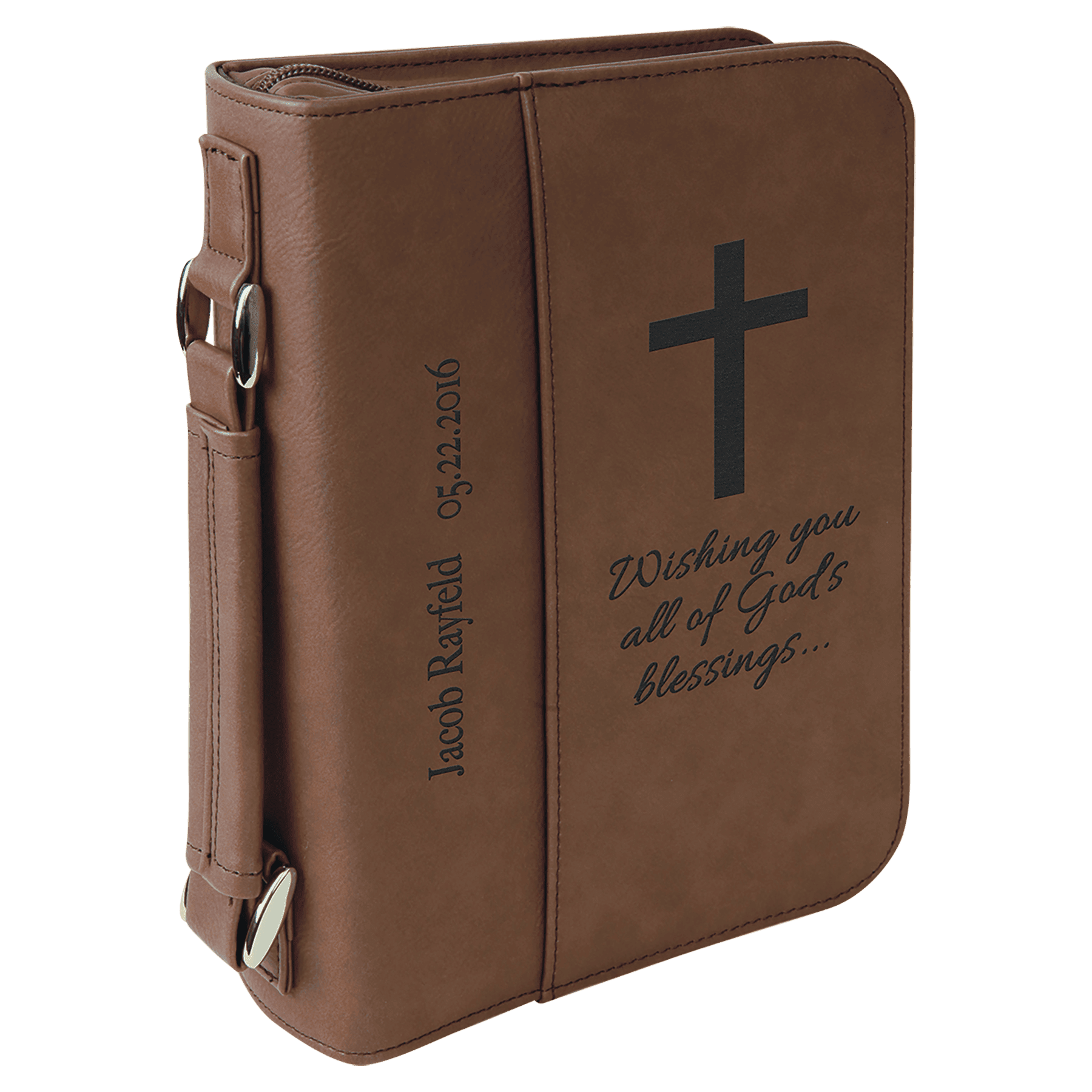 Leatherette Book/Bible Cover with Handle & Zipper 6 3/4" x 9 1/4"