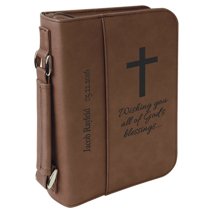 Leatherette Book/Bible Cover with Handle & Zipper 6 3/4" x 9 1/4"