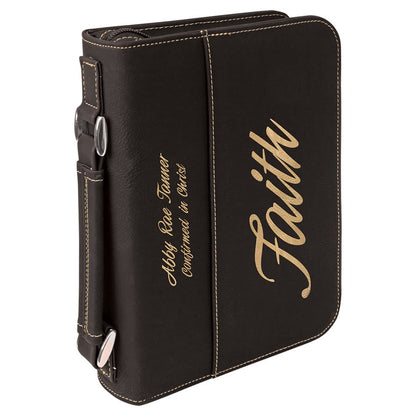 Leatherette Book/Bible Cover with Handle & Zipper 6 3/4" x 9 1/4"