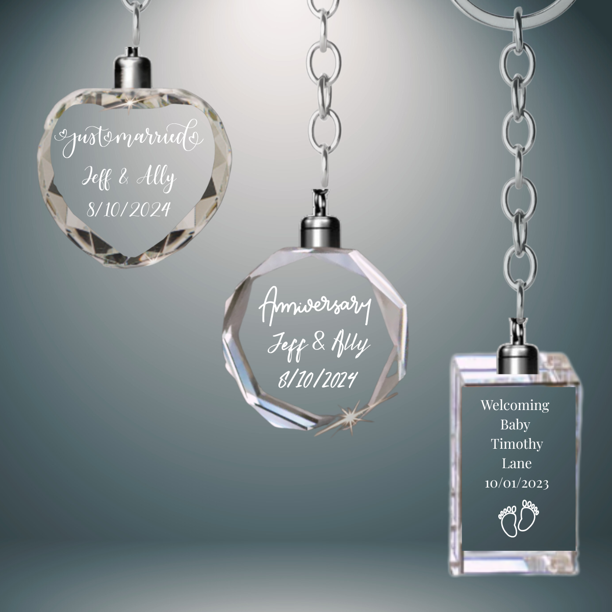 3D Crystal Octagon Keychain